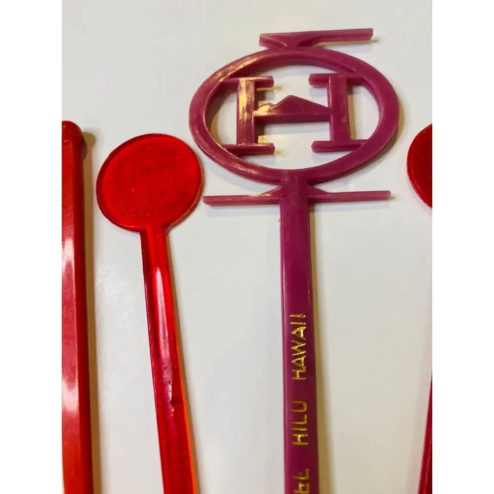 Lot of 12 Vintage Assorted Swizzle Cocktail Sticks Stirrers Sheraton Hilton NY